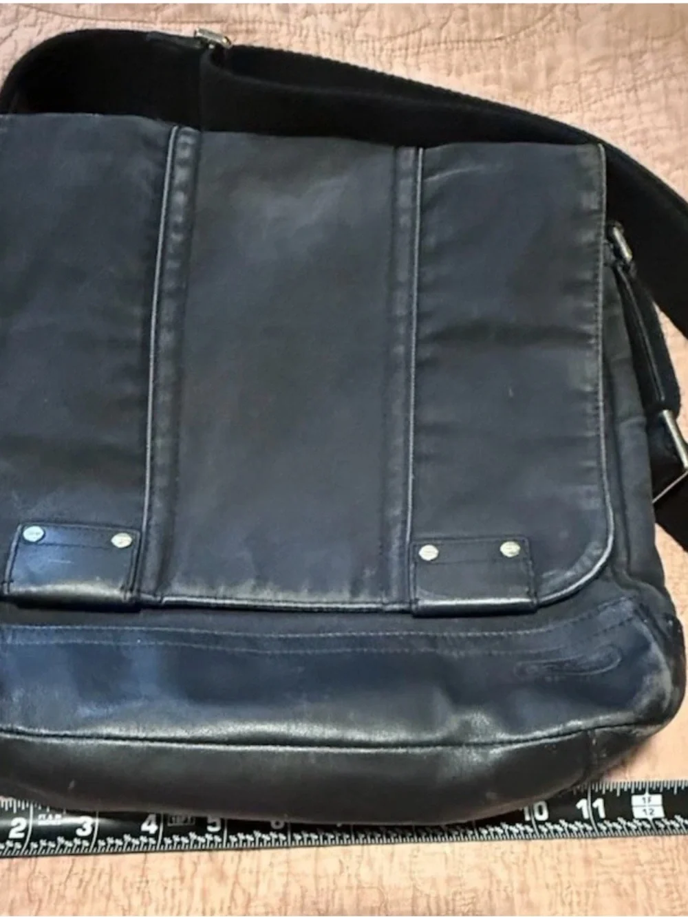 Black Coach Messenger Bag Canvas Leather Unisex Classic